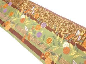 草花に波・籠目模様織出し袋帯